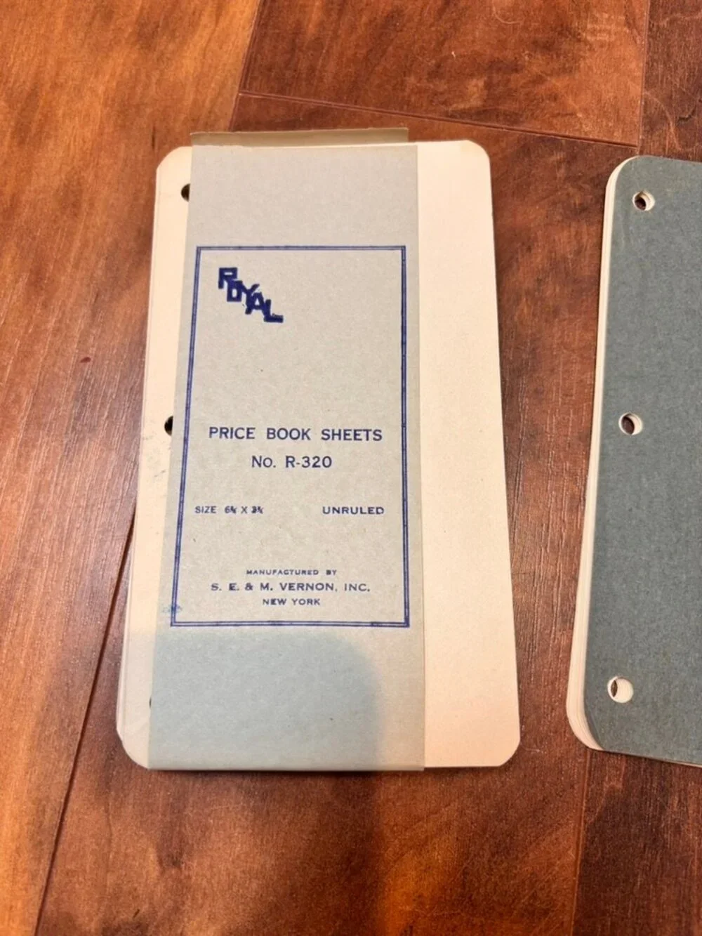 Lot of 2 Vintage Royal branded price book filler sheets